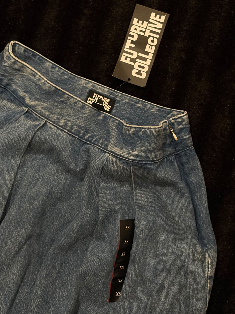 Denim Bubble Mini Skirt - Light Blue - Picture 2 of 2